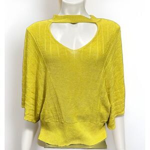 Knitted &‎ Knotted Sweater Womens Medium Green Cutout Neck Bell Sleeve Boho